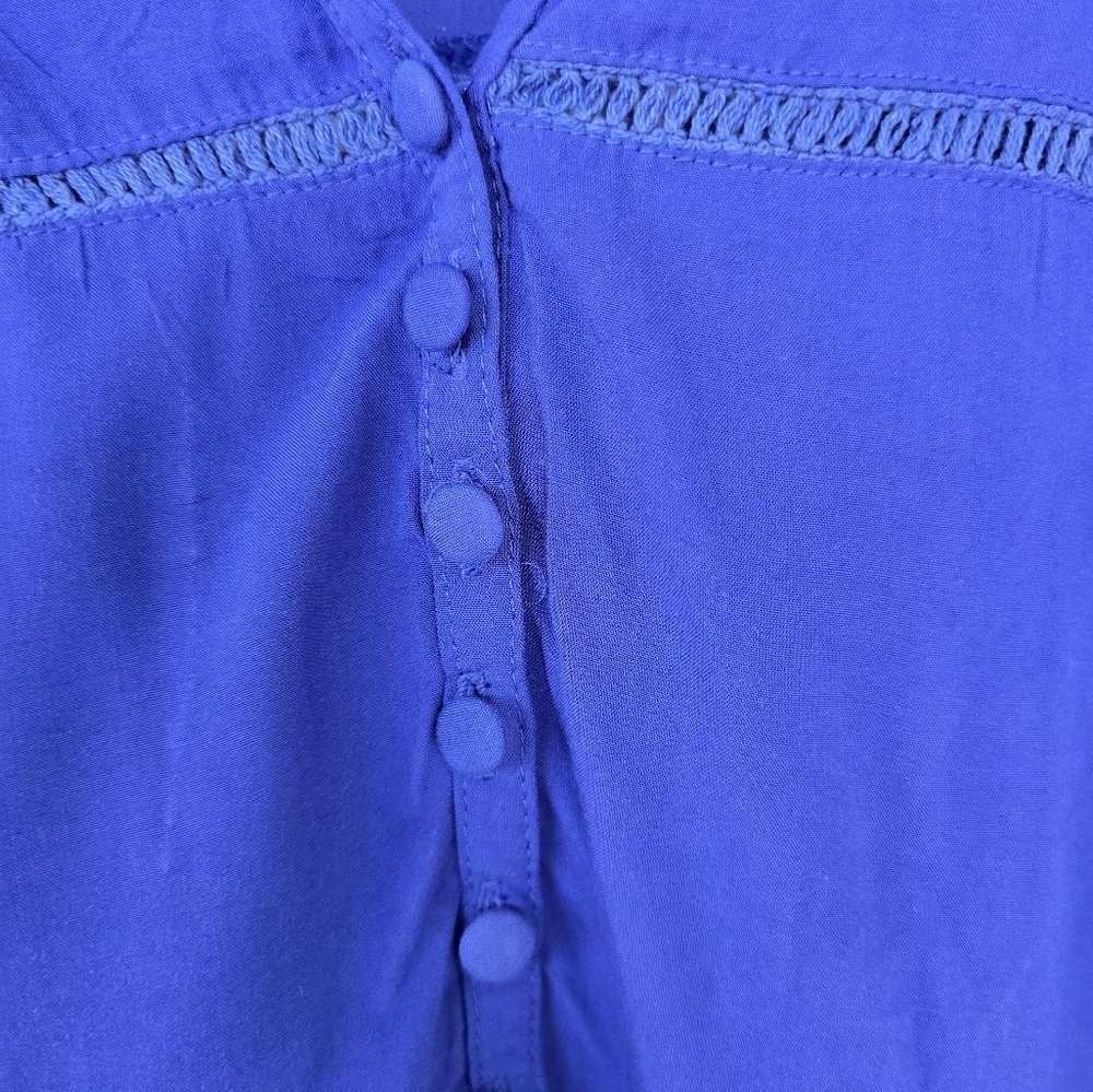 Solitaire Eyelet Tunic Lace Top 1X Plus Blue Women's 3/4 Sleeve - Picture 5 of 16